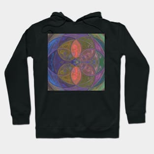 Mosaic Kaleidoscope Flower Yellow Pink and Purple Hoodie